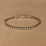 diamond tennis bracelet made of moissanite and sterling silver white gold plated