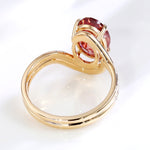 5.2ct oval pink lab grown diamond ring with pavé split shank band in gold back view