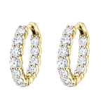 Round brilliant moissanite huggie hoop earrings in sterling silver with luxury lab diamond look