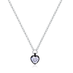 Heart shaped moissanite pendant necklace in sterling silver with black rhodium bezel setting and fine silver chain, minimalist heart necklace inspired by lab diamond jewellery, elegant everyday pendant necklace for women.