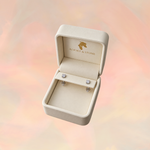 Open Ivory Jewellery Box with moissanite Studs