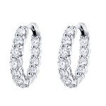 Round brilliant moissanite huggie hoop earrings in sterling silver with luxury lab diamond look