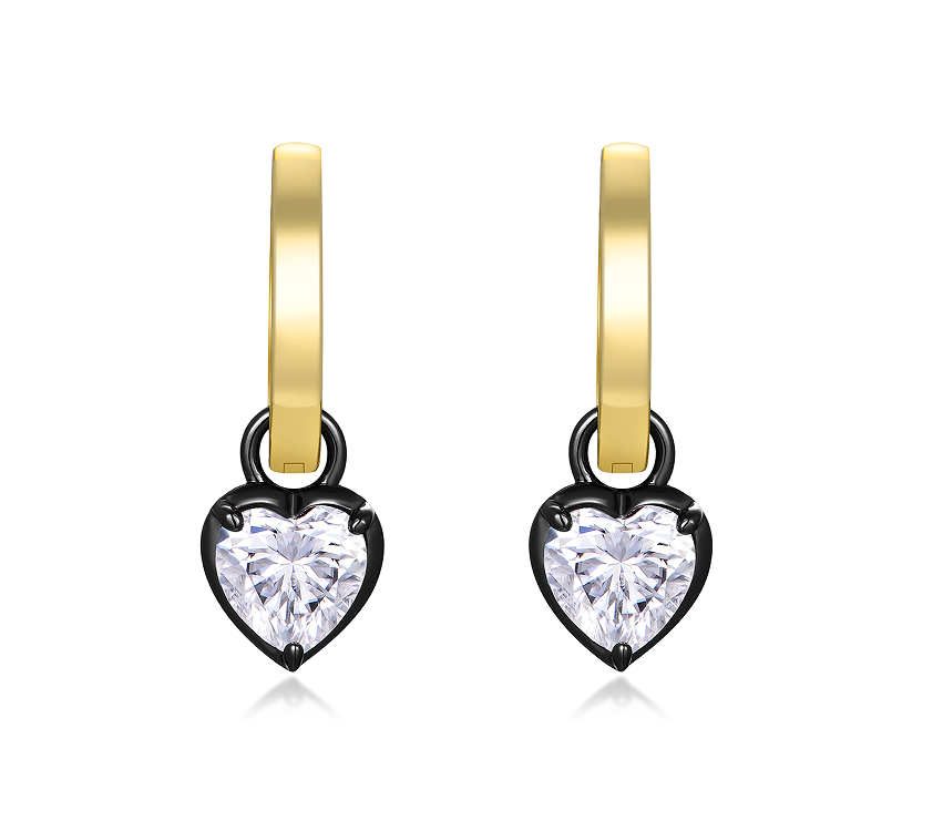 Renaissance Moissanite Heart Huggies