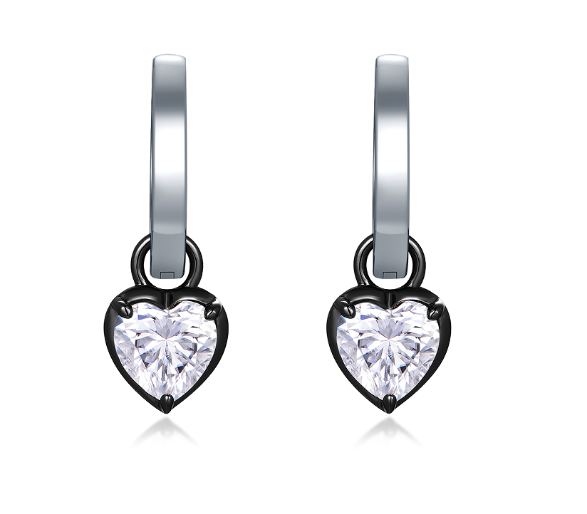 Renaissance Moissanite Heart Huggies