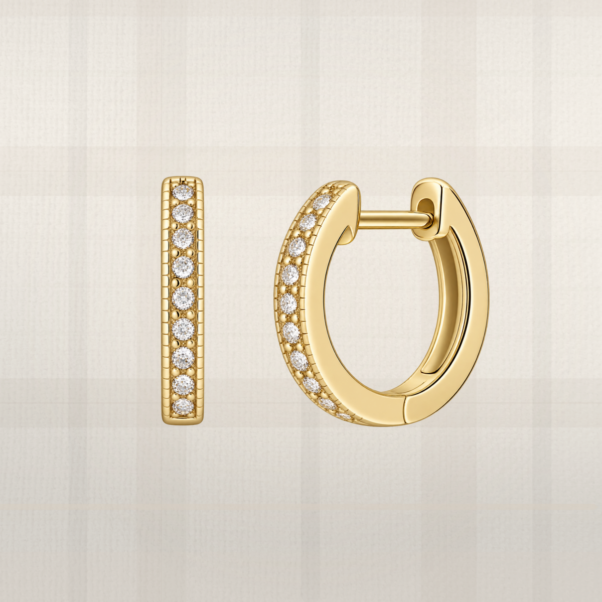 mini moissanite hoop yellow gold plated brass