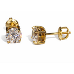 moissanite gold stud earrings white background 