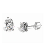 silver moissanite stud earring white background
